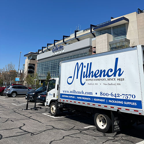 TRUCK-AT-GILLETTE A Milhench truck outside of Gillette Stadium in Foxboro MA